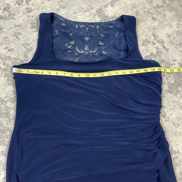 New Adrianna Papell Sleeveless Jersey Gown Embellished Lace Cowl Back Midnight - Picture 11 of 15